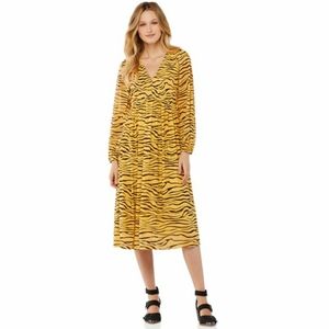 NWT Scoop Women's Zebra Smocked Front Midi Dress